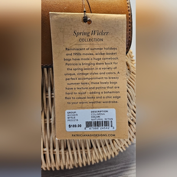 Patricia Nash Brown Leather and Wicker Handbag - Picture 7 of 7